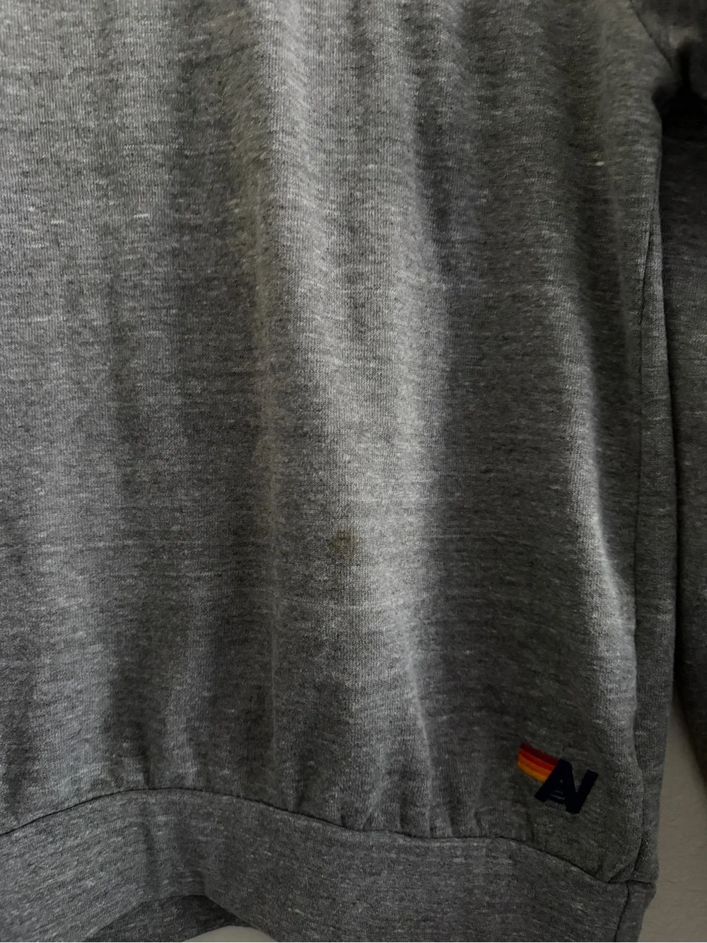 Aviator Nation Heart Stitch Relaxed Crew Sweatshirt Gray Red Heart